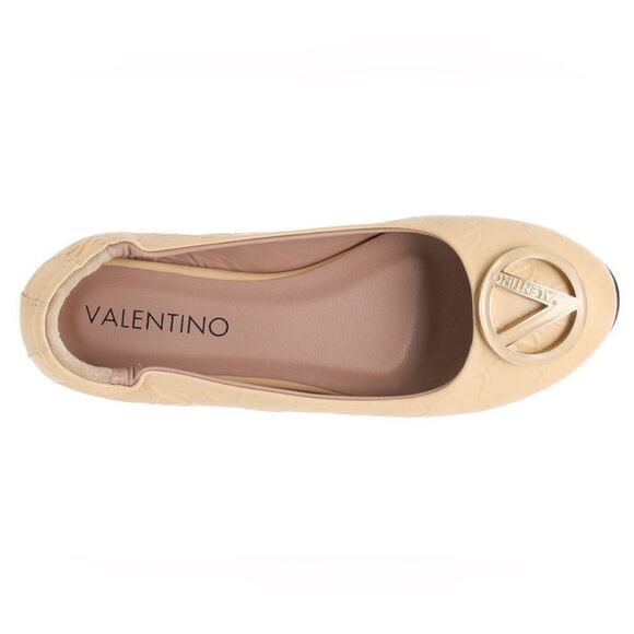 Valentino Beige Flats with Gold Logo New with dust bag/box $479 - Picture 11 of 12